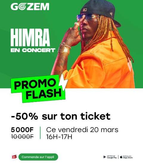 Concert de Himra à Lomé: Profitez de la Promo Flash exceptionnelle (-50%) sur Gozem !