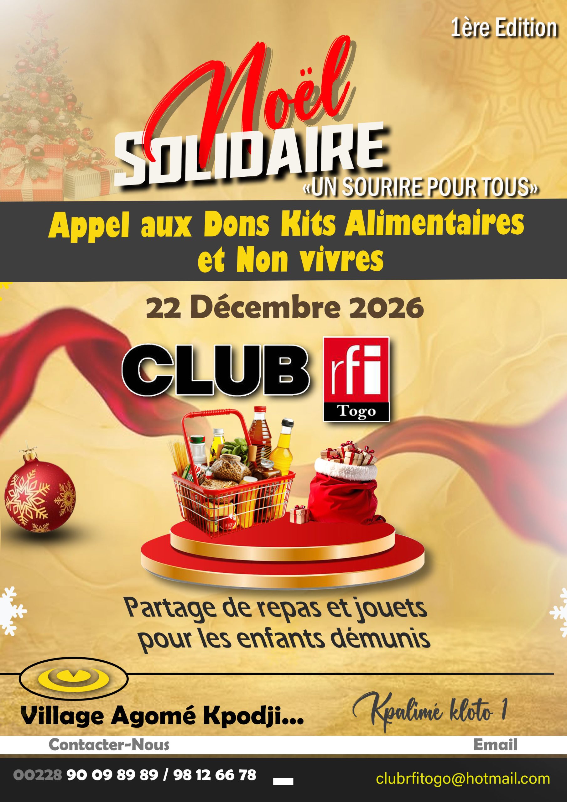  Noël solidaire : le Club RFI Togo mobilise des vivres pour les enfants vulnérables à Kpalimé